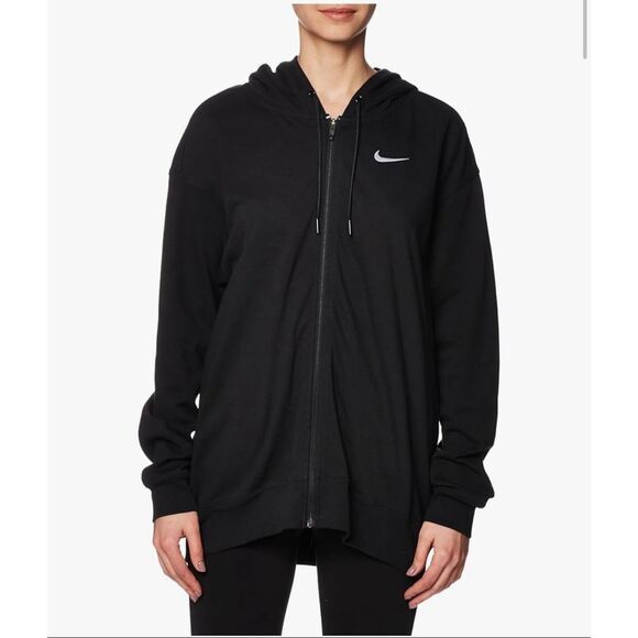 Nike Oversized Full-Zip Hoodie Jacket Black women’s Medium pockets oversized - Picture 10 of 11